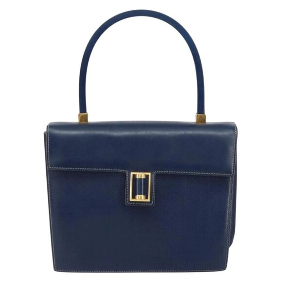 GUCCI Hand Bag Leather Navy Gold 000 46 0096 Auth ep11875 - Picture 2 of 16